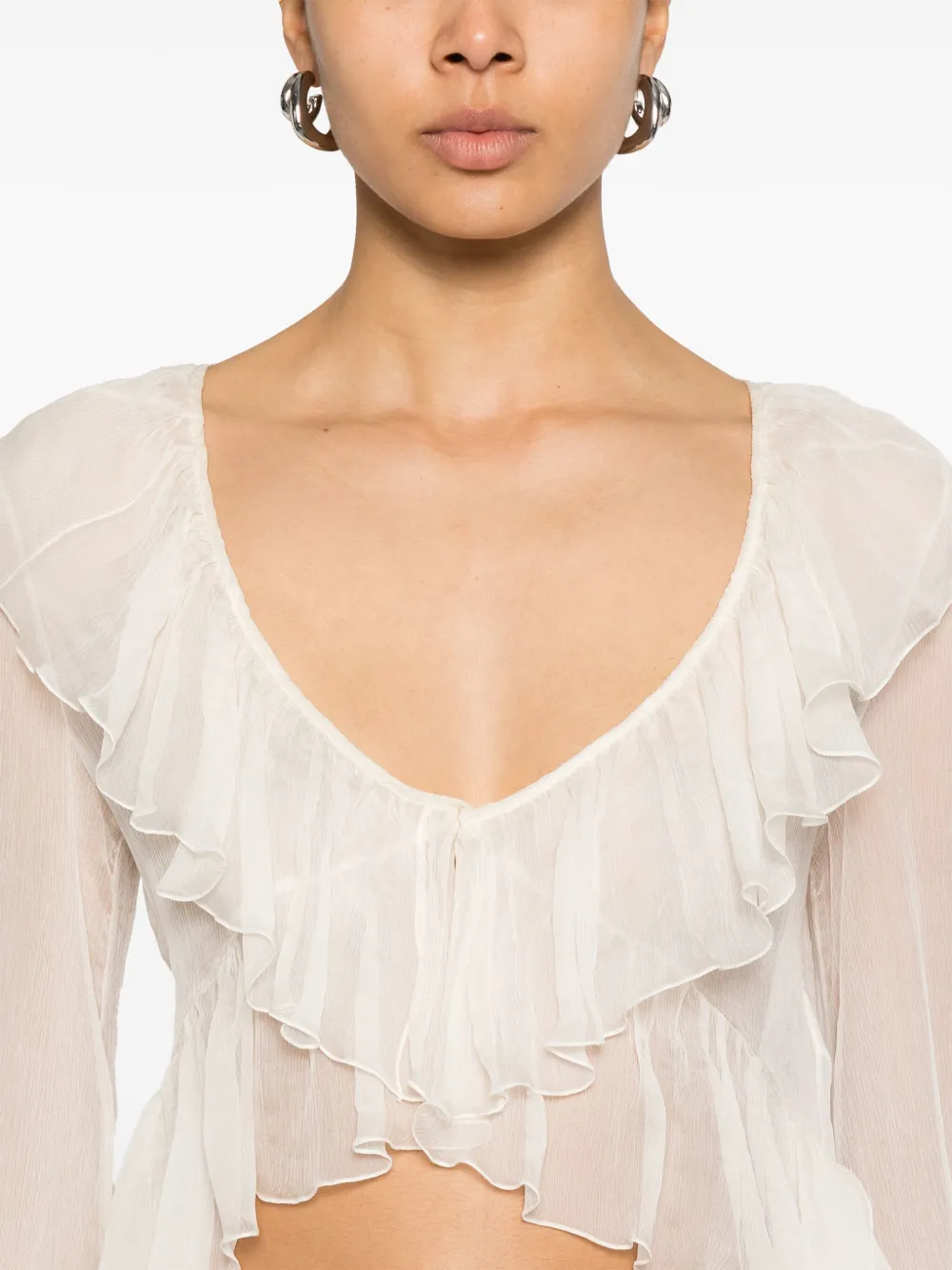 Blumarine Shirt met ruches Beige