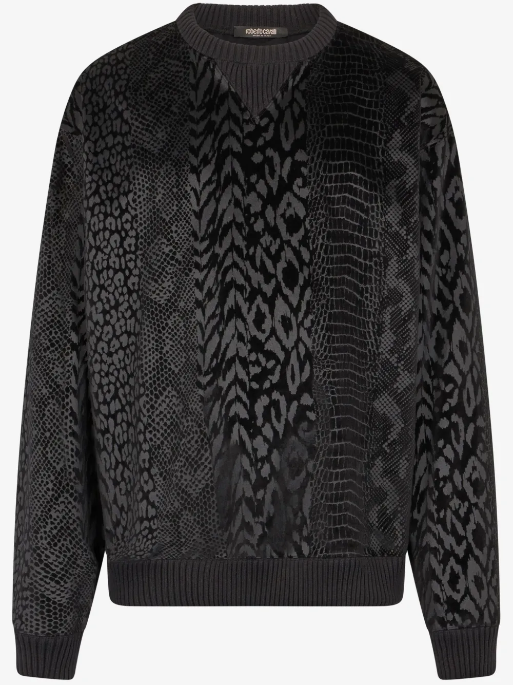 Roberto Cavalli Sweatshirt With Animal Print In Black