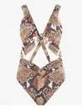 Roberto Cavalli snake-print swimsuit - Brown