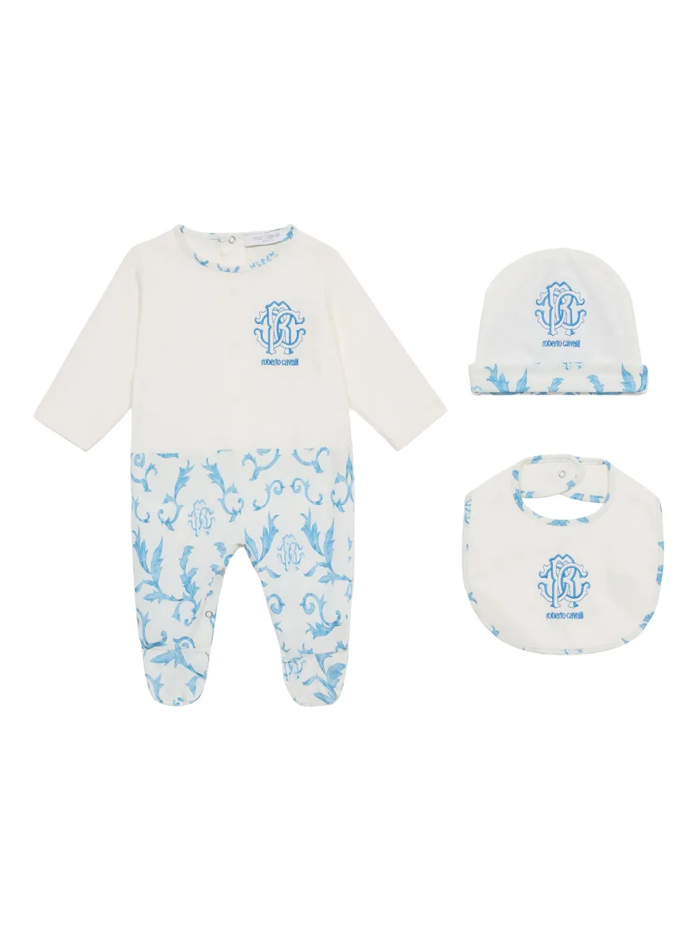 Roberto Cavalli Junior Babypakje met logoprint Blauw