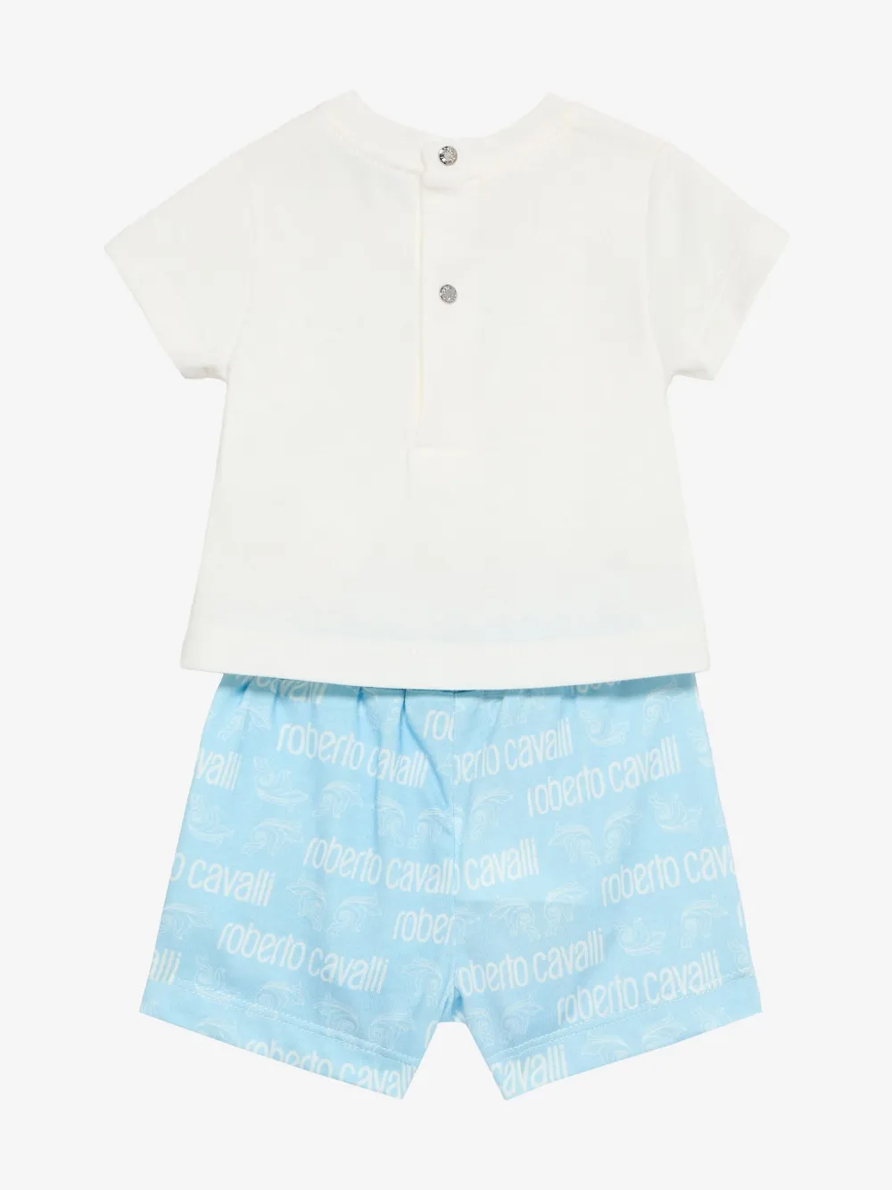 Roberto Cavalli Junior Twee shorts met logoprint Blauw
