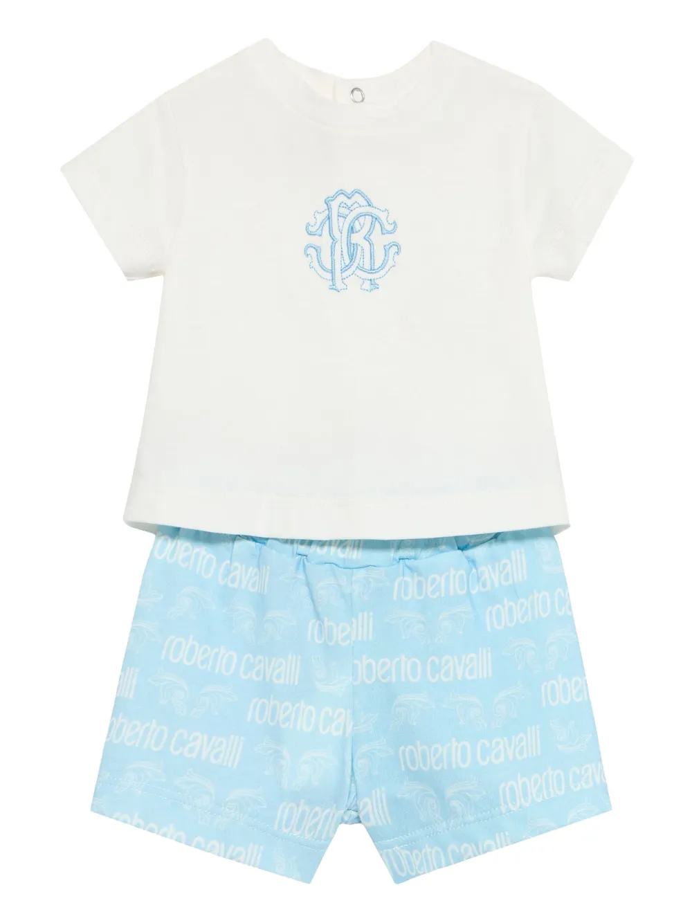 Roberto Cavalli Junior Twee shorts met logoprint Blauw