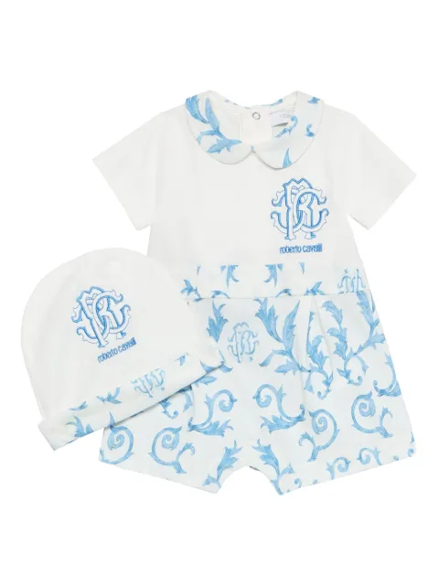 Roberto Cavalli Junior logo-embroidered romper 