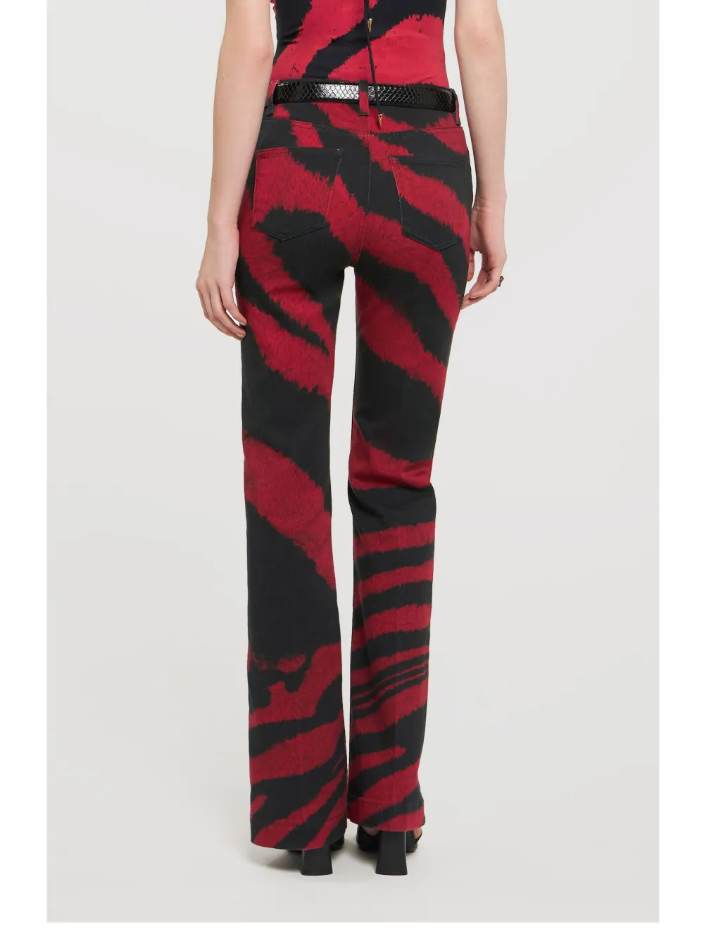 Roberto Cavalli Zebra-print Jeans In Red