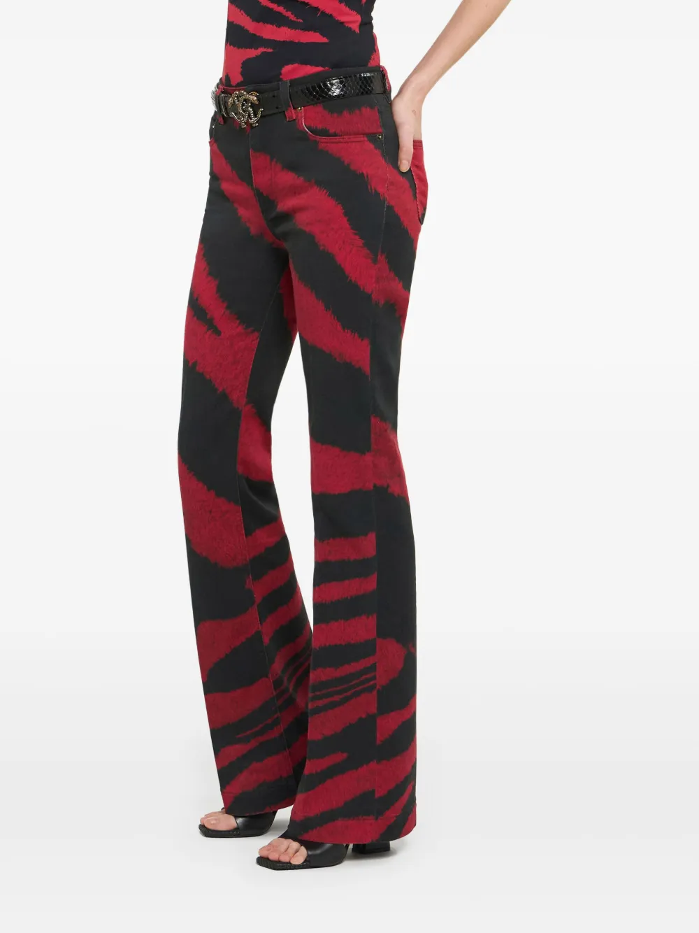 Roberto Cavalli Jeans met zebraprint Rood
