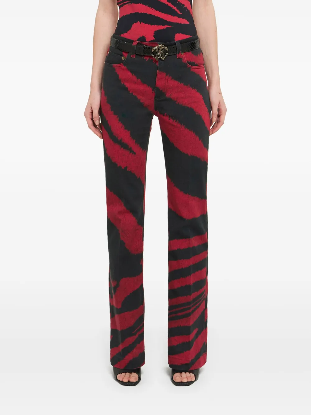 Roberto Cavalli Jeans met zebraprint Rood