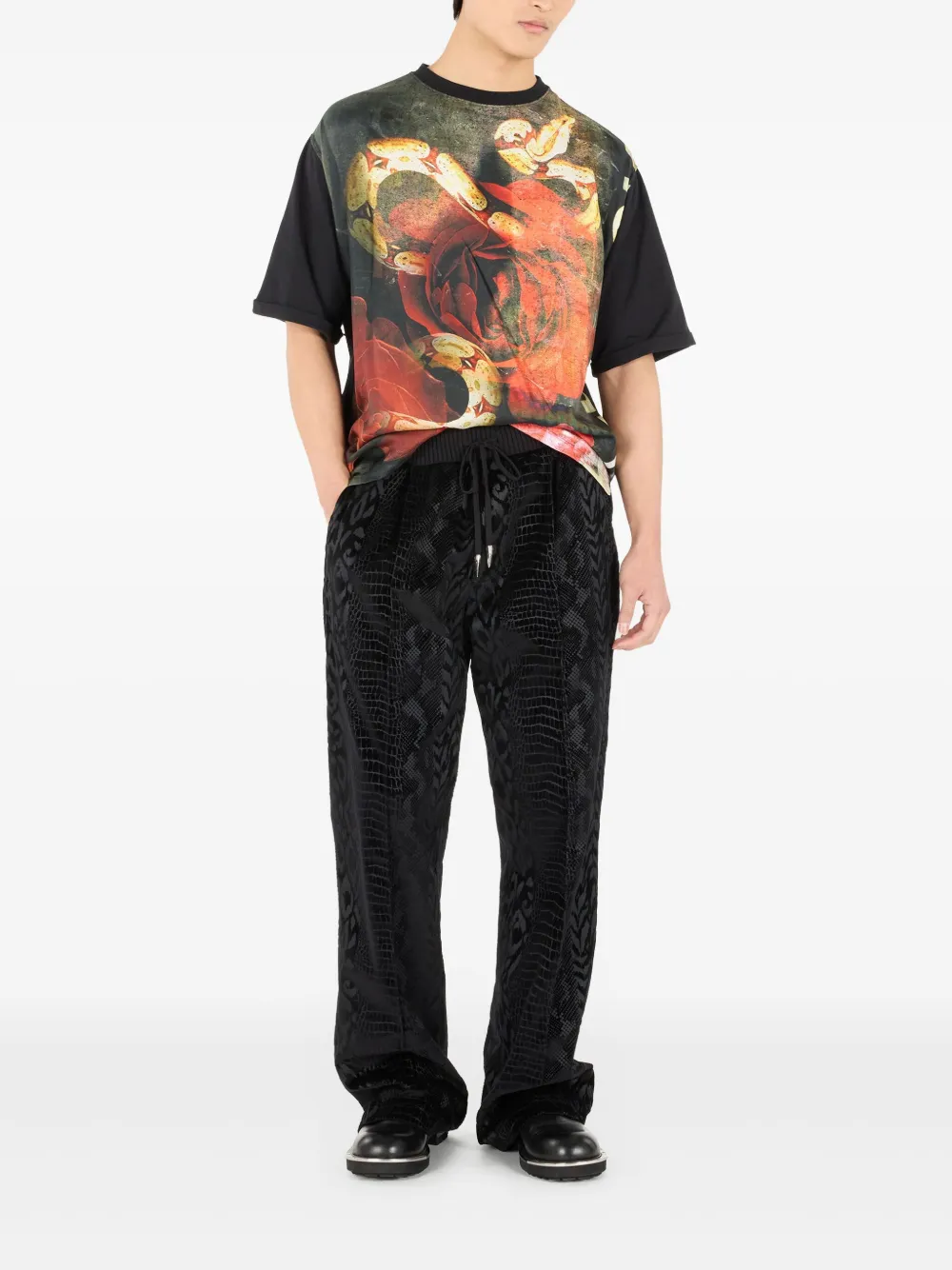 Roberto Cavalli T-shirt met grafische print - Zwart
