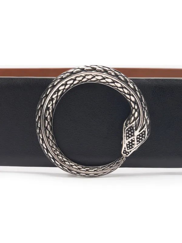 【Roberto cavalli】ロベルトカヴァリスネークバックル黒レザーベルト Just Cavalli Roberto Cavalli 3D Snake Buckle Black Leather