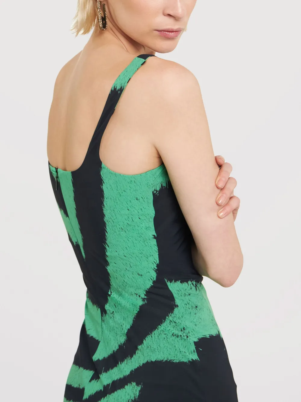 Roberto Cavalli Zebra-print Midi Dress In Green