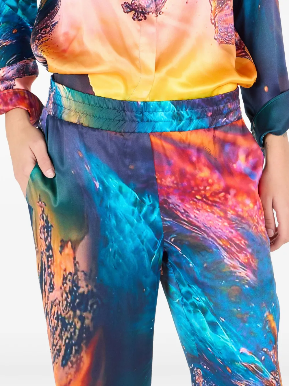 Roberto Cavalli Broek met golvende print Blauw