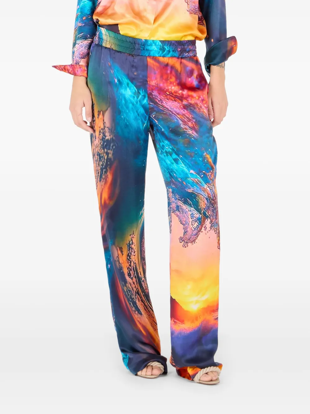 Roberto Cavalli Broek met golvende print Blauw