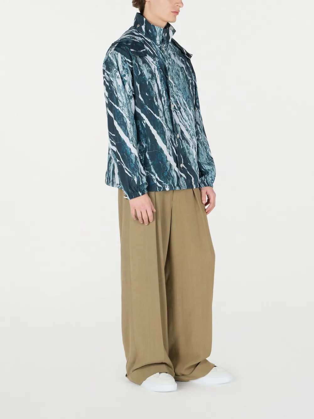 Roberto Cavalli Bomberjack met marmerprint Blauw