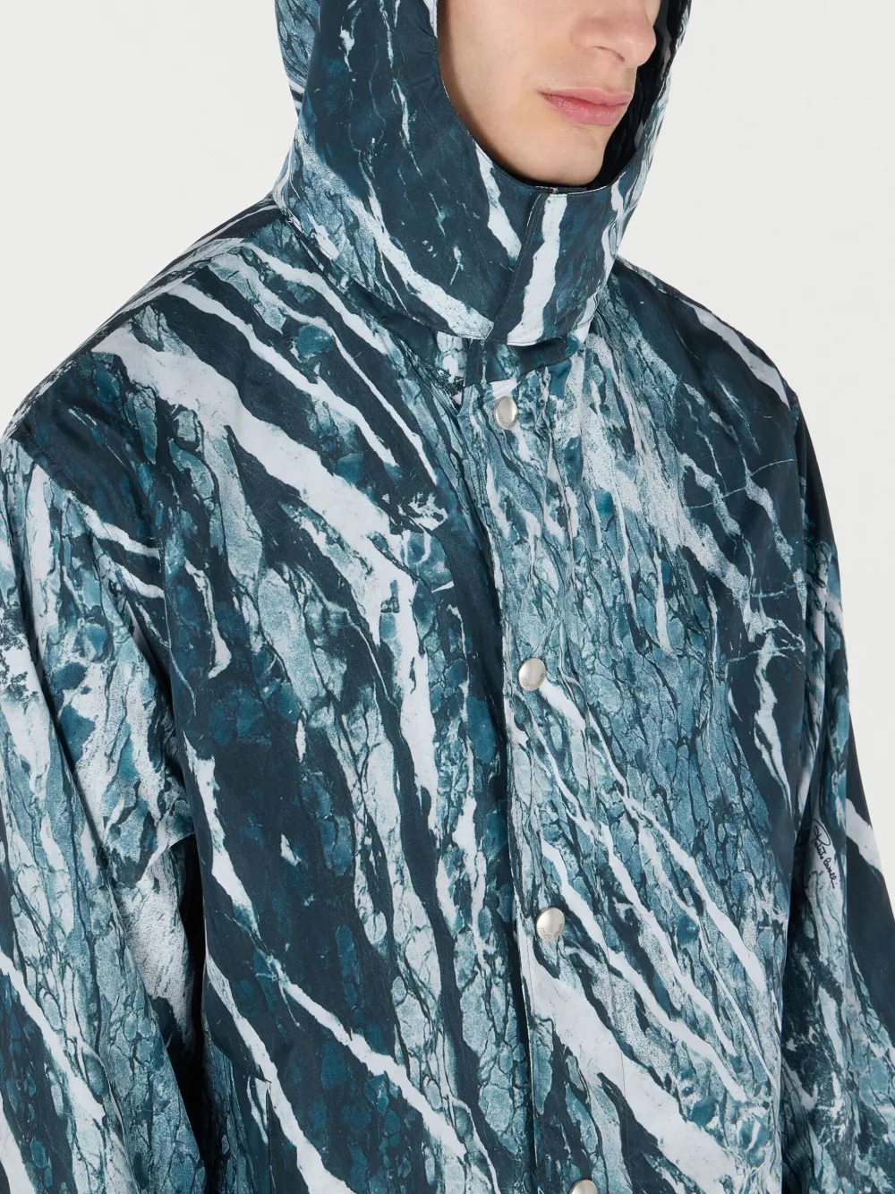 Roberto Cavalli Bomberjack met marmerprint Blauw