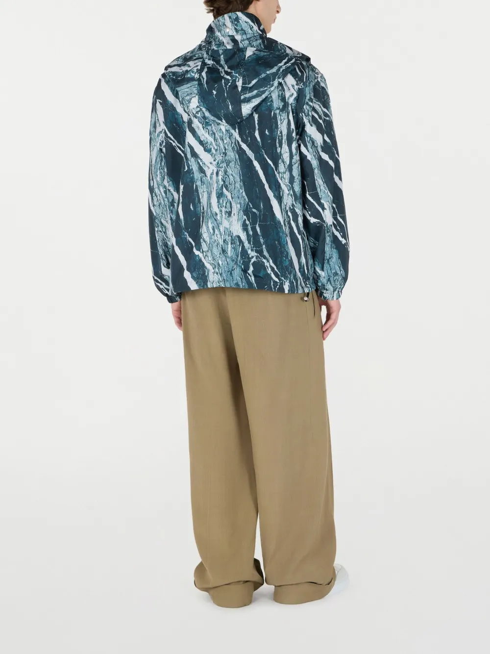 Roberto Cavalli Bomberjack met marmerprint Blauw