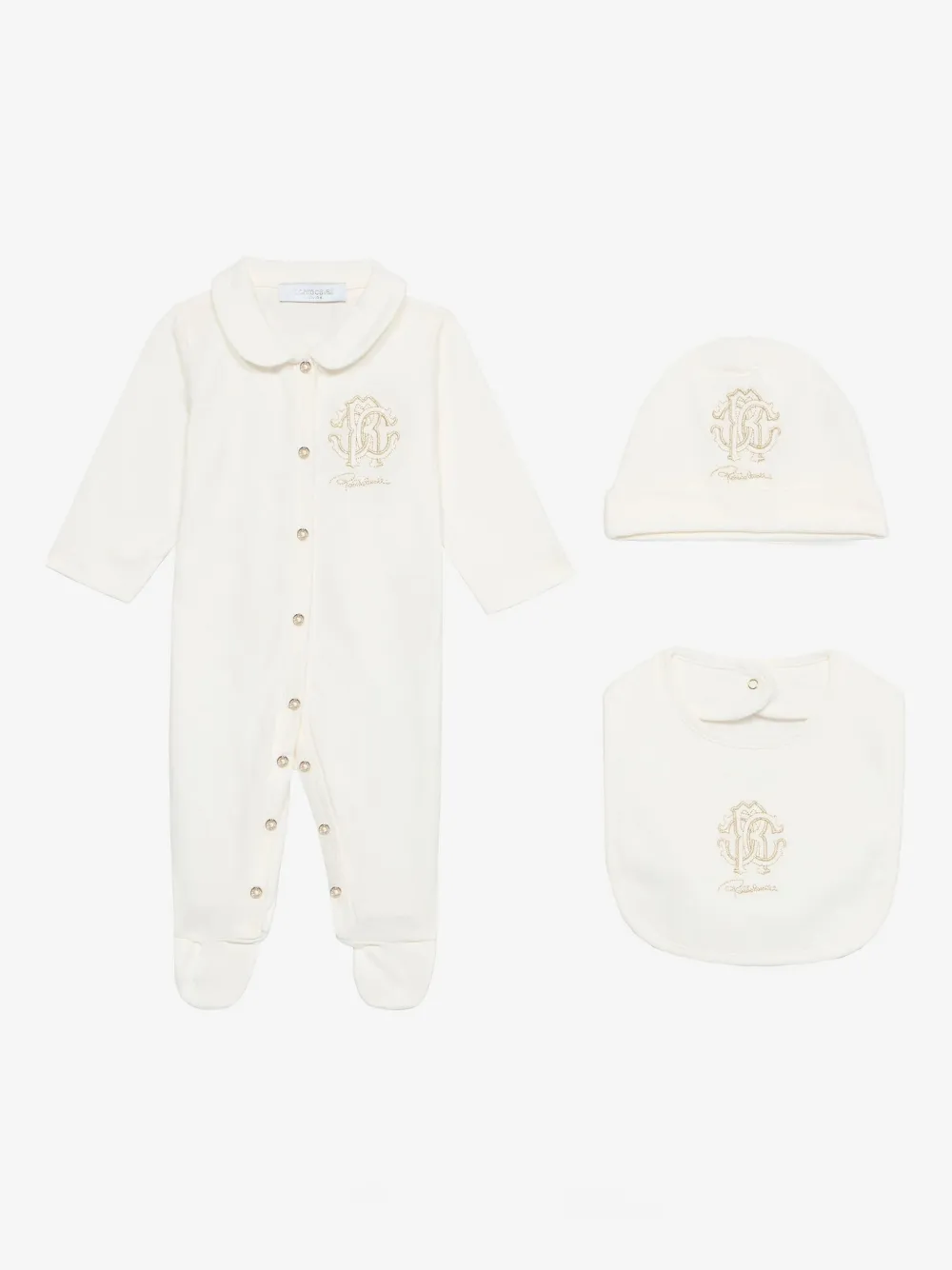 Roberto Cavalli Logo-embroidered Pajamas In Neutrals