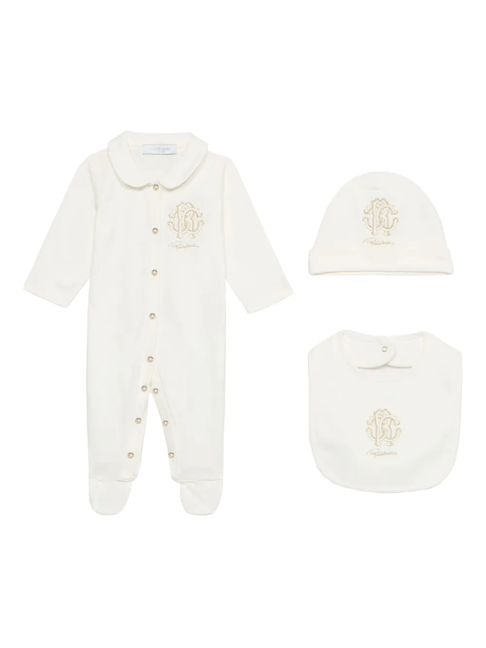 Roberto Cavalli Junior logo-embroidered pajamas | Neutrals | Image 1