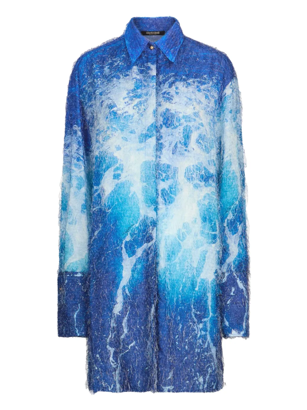 Roberto Cavalli パターンジャカード シャツドレス - ブルー Roberto Cavalli パターンジャカード シャツドレス - ブルー