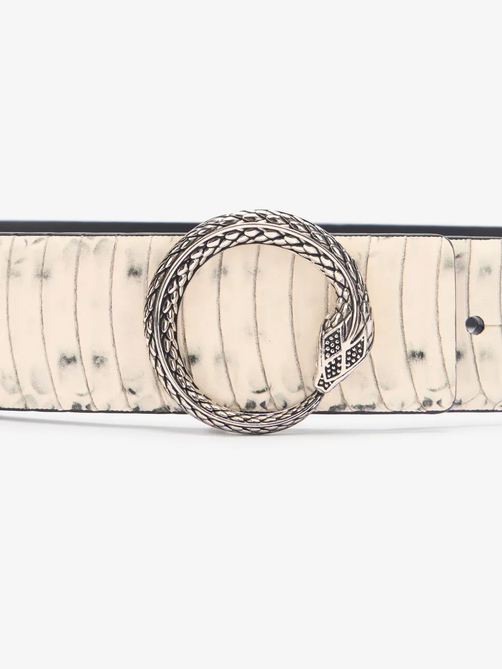 Roberto Cavalli Riem met slangengesp Beige