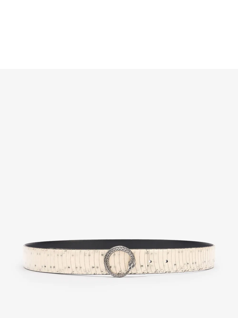 Roberto Cavalli Printed Leather Belt With Snake Buckle In Nude