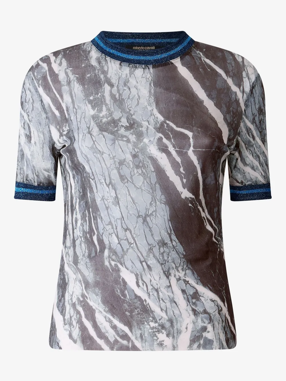 Roberto Cavalli marble-print T-shirt Grijs