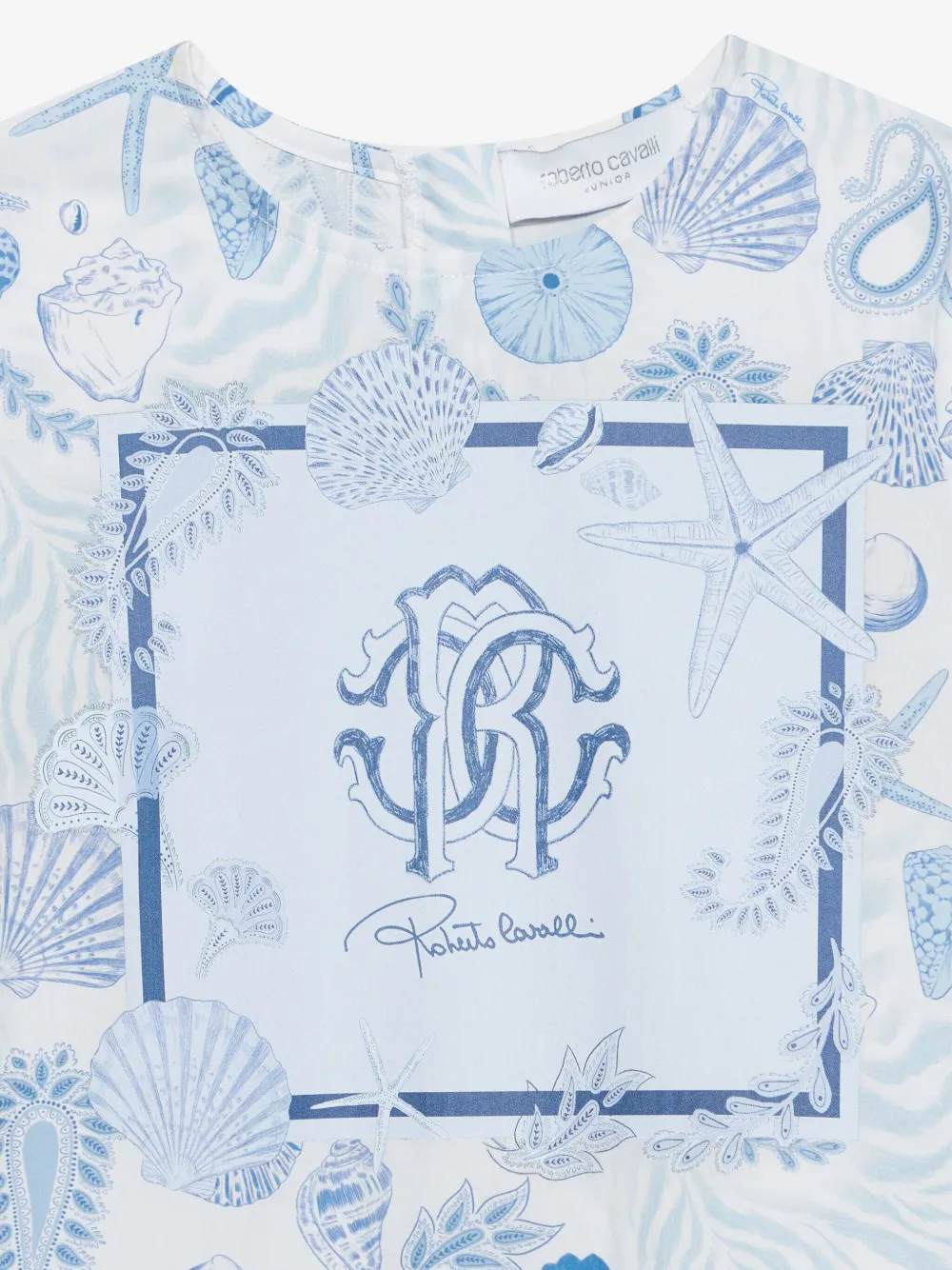 Roberto Cavalli Junior Jurk met logoprint Blauw