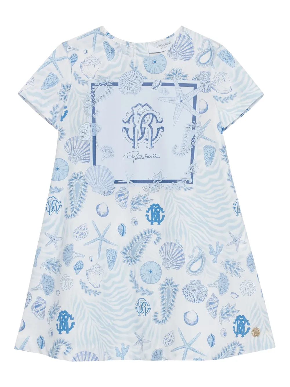 Roberto Cavalli Junior Jurk met logoprint Blauw