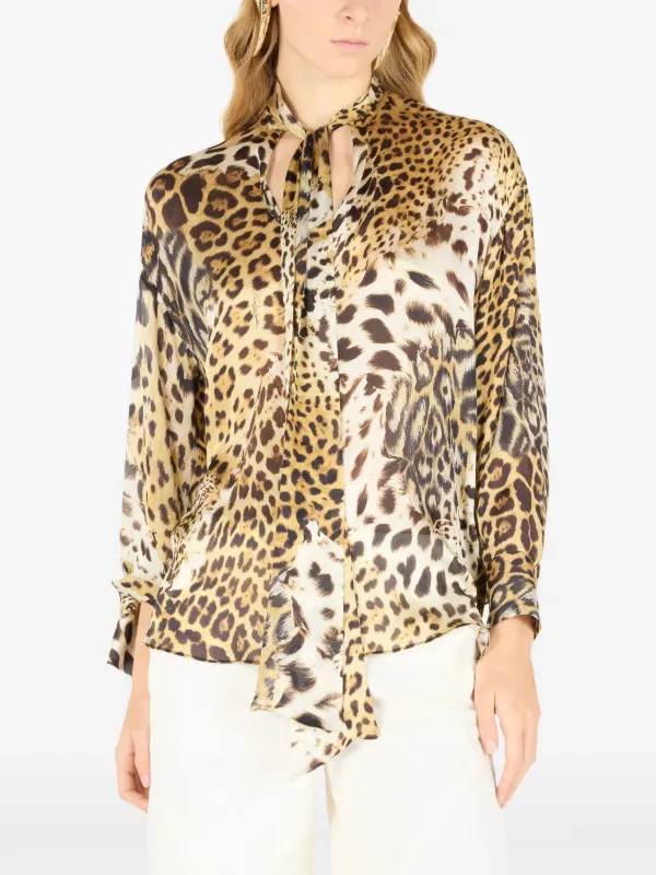 Roberto Cavalli イタリア製 モヘヤ アルパカ ファー コート Roberto Cavalli Jaguar ブラウス | ニュートラル | FARFETCH JP