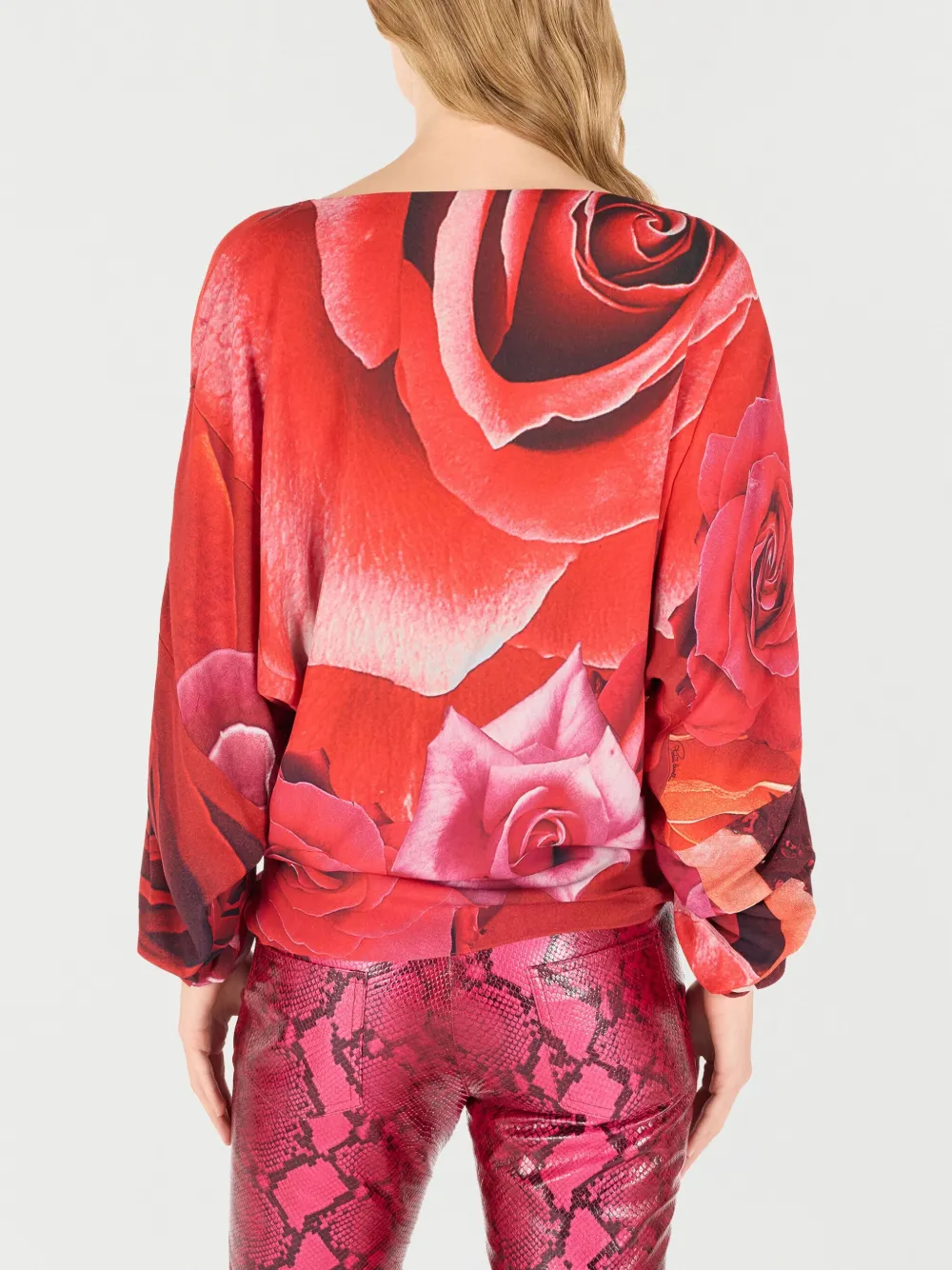 ROBERTO CAVALLI ROSE-PRINT BLOUSE
