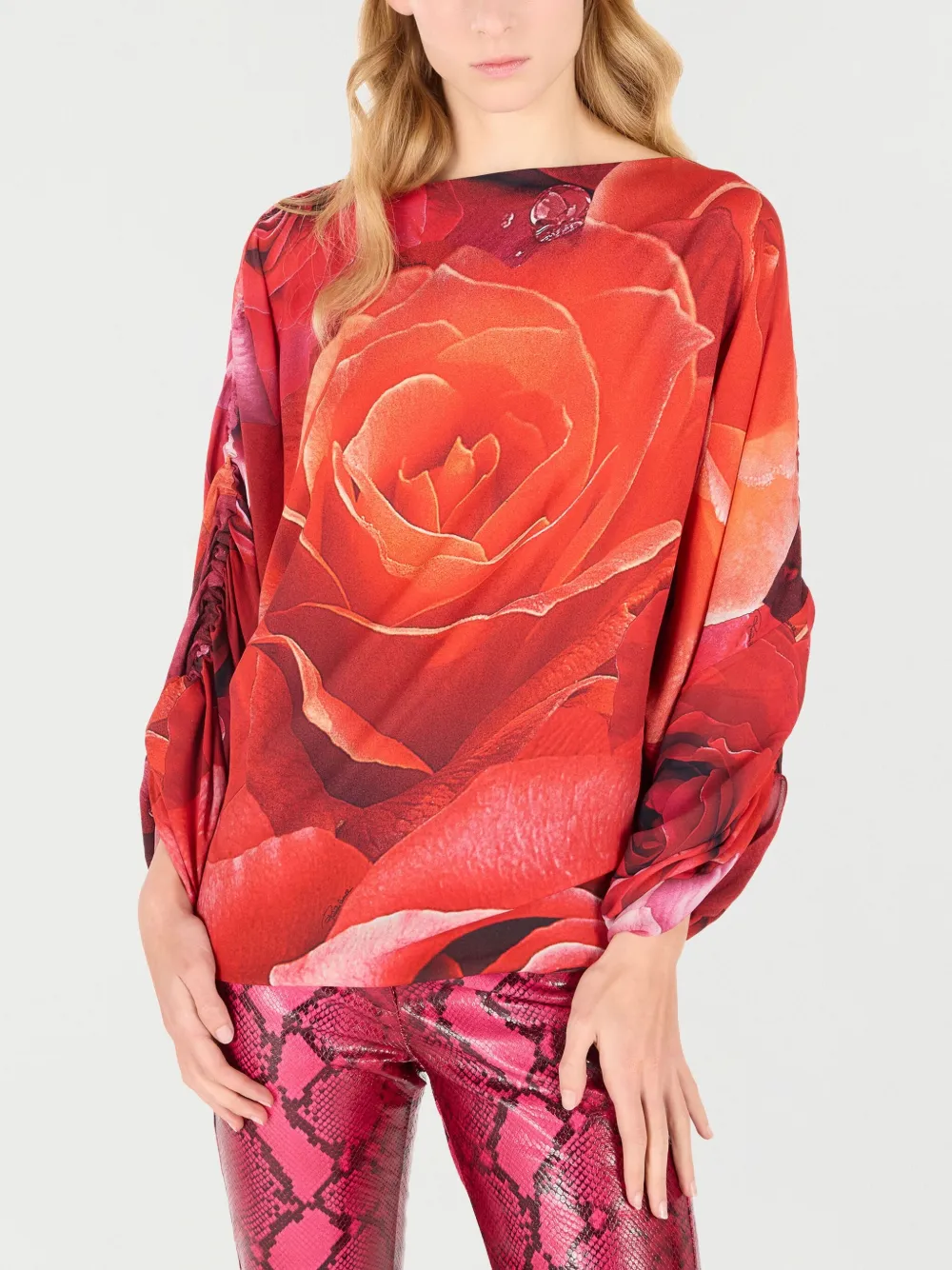 ROBERTO CAVALLI ROSE-PRINT BLOUSE