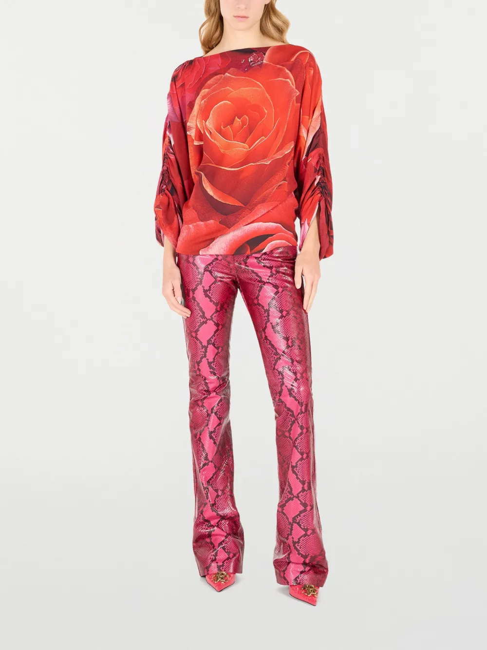 ROBERTO CAVALLI ROSE-PRINT BLOUSE