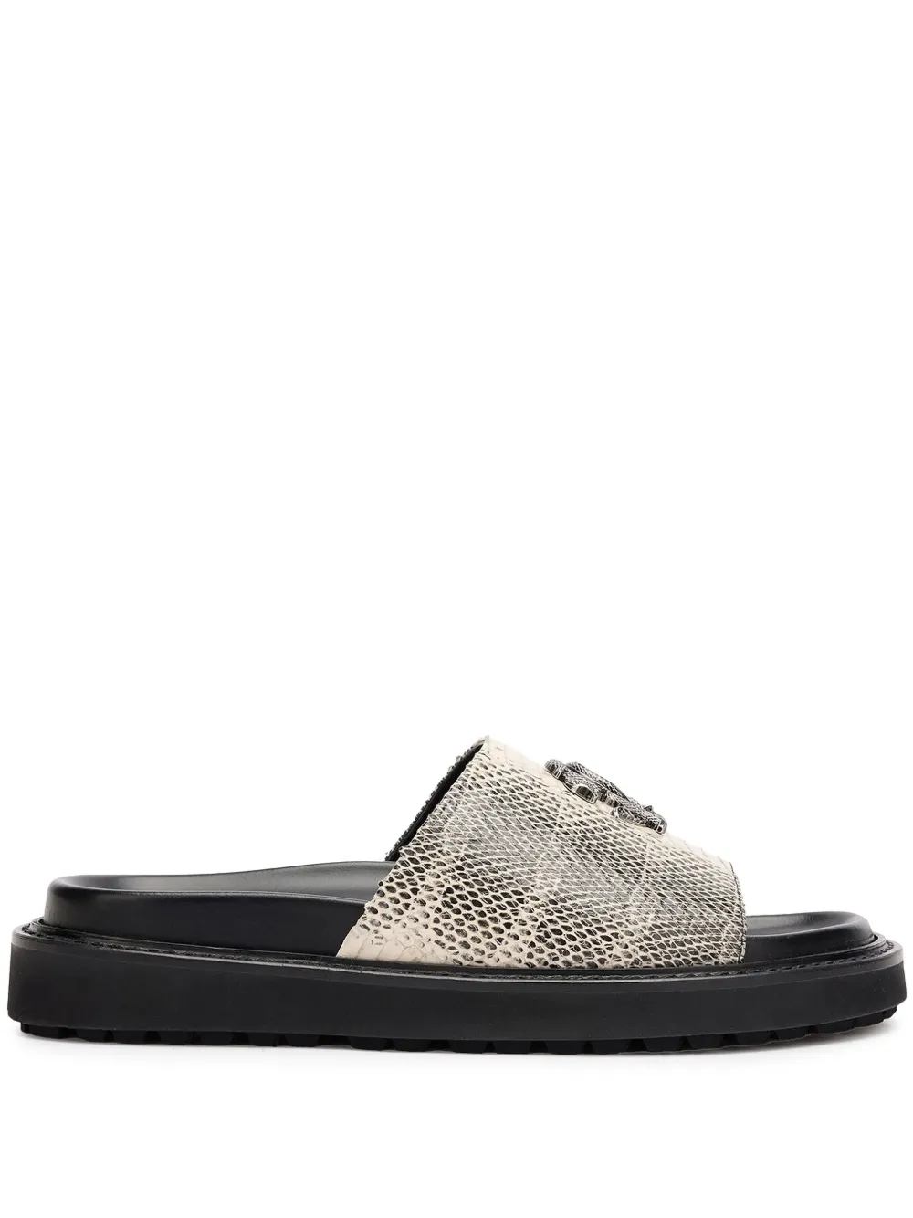 Roberto Cavalli snake monogram slides Neutrals