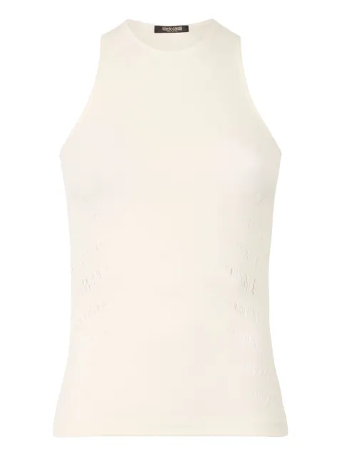 Roberto Cavalli perforated-embellished top