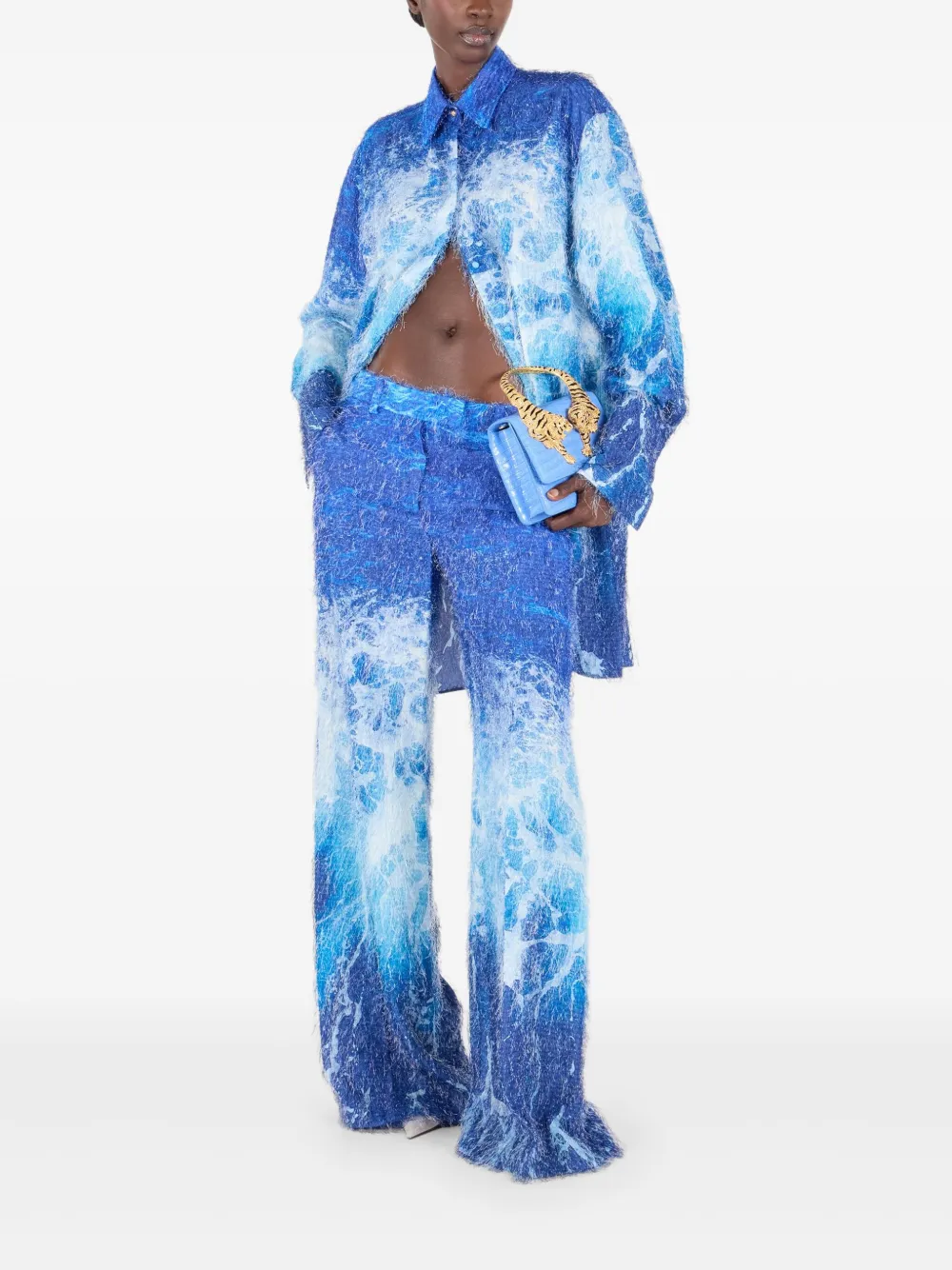 Roberto Cavalli Broek met jacquard-patroon - Blauw