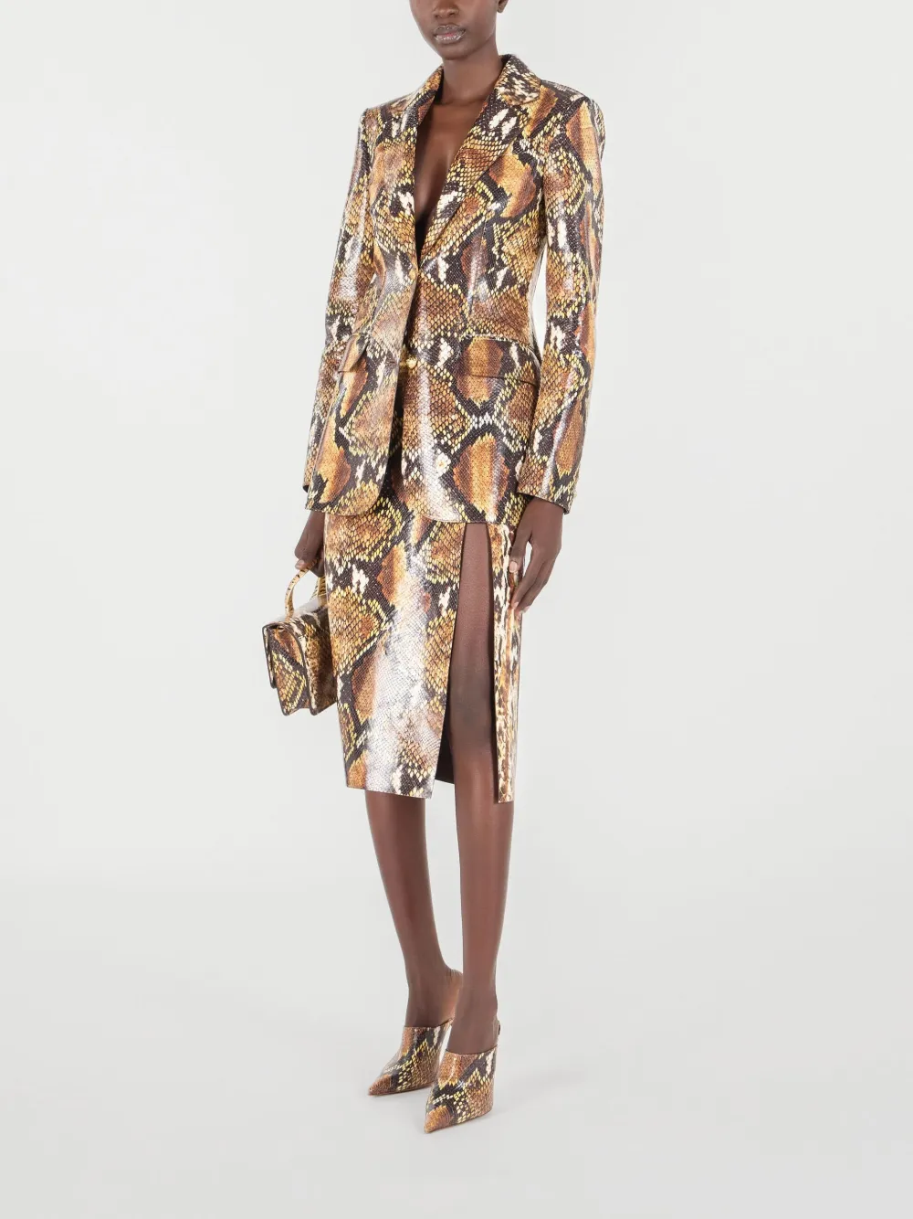 Roberto Cavalli Rok met reptielenleer-effect Bruin