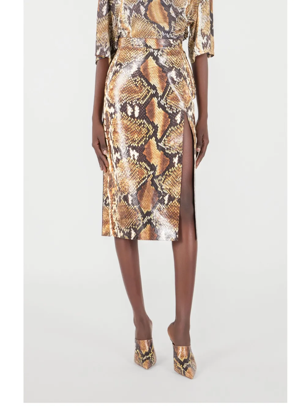Roberto Cavalli Rok met reptielenleer-effect Bruin