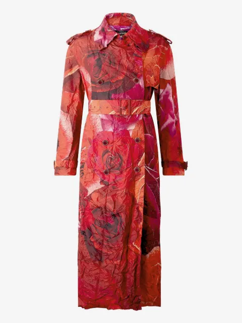 Roberto Cavalli rose-print trench coat