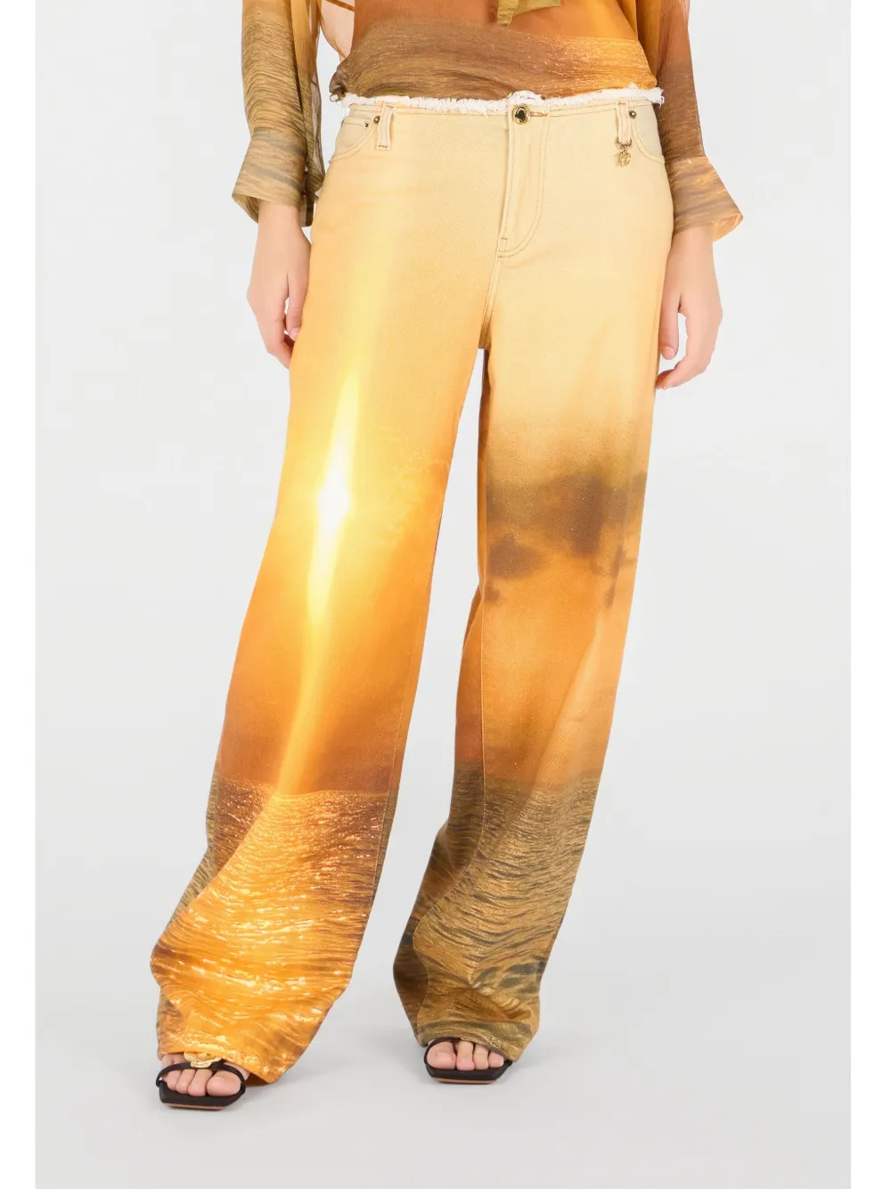 Roberto Cavalli Graphic-print Trousers In Orange