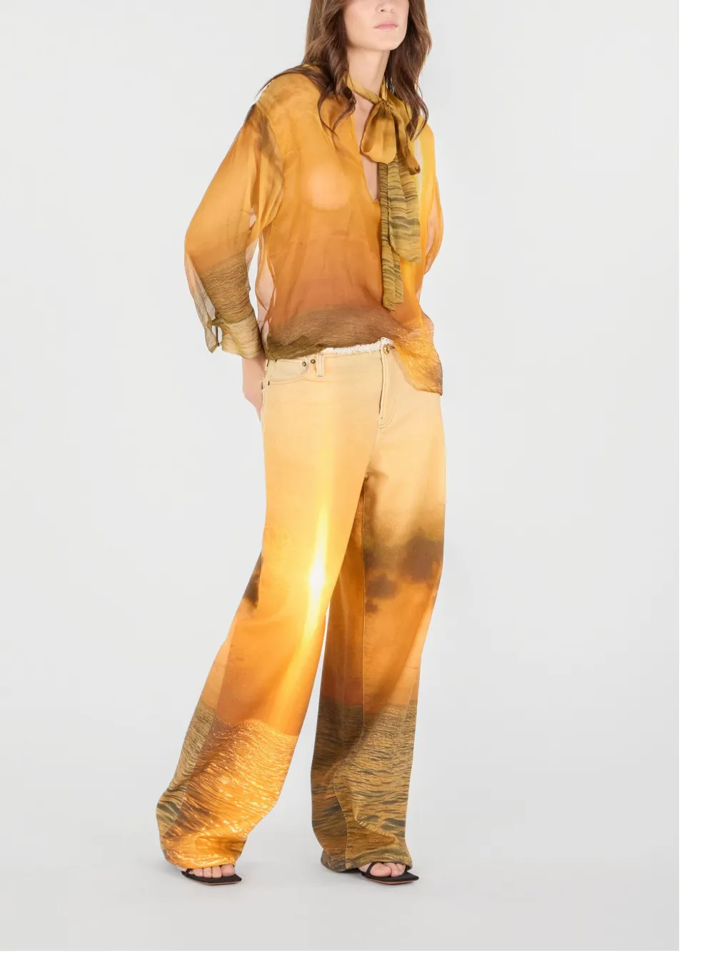 Roberto Cavalli Graphic-print Trousers In Orange