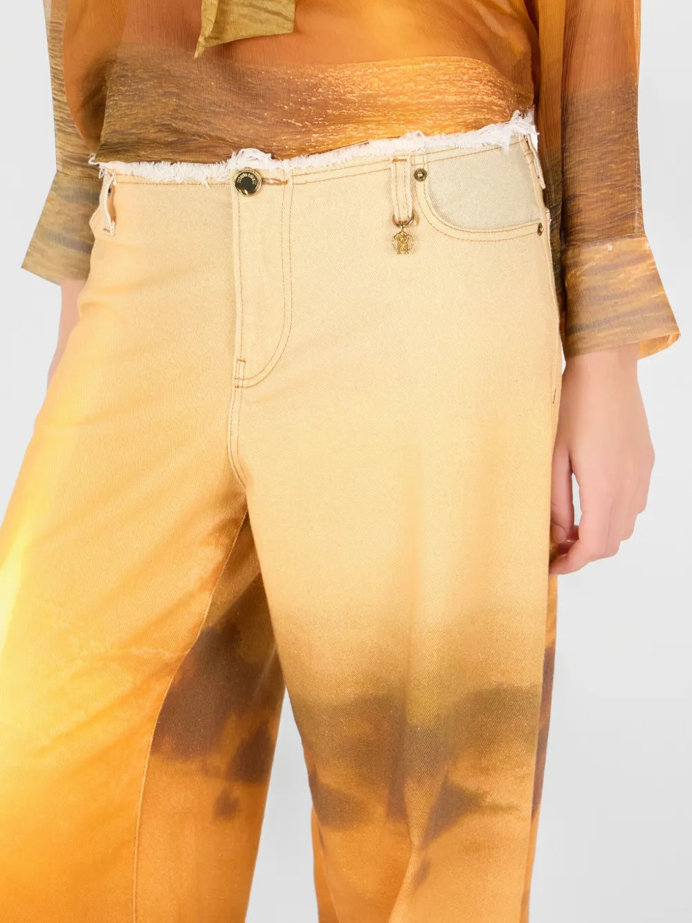 Roberto Cavalli Graphic-print Trousers In Orange