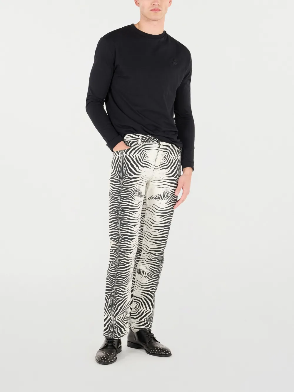 Roberto Cavalli Broek met tijgerprint Wit
