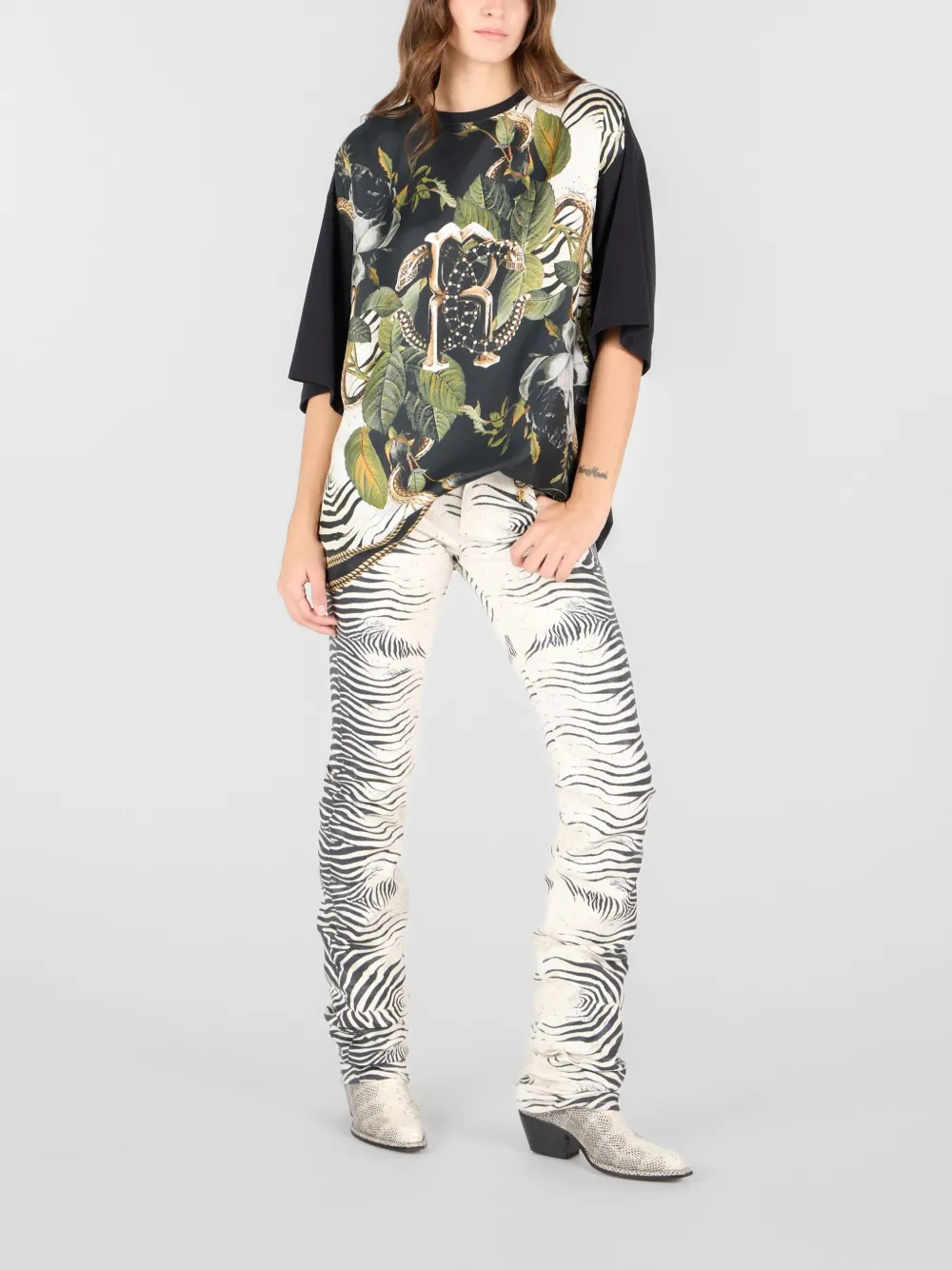 ROBERTO CAVALLI FLORAL-PRINT T-SHIRT