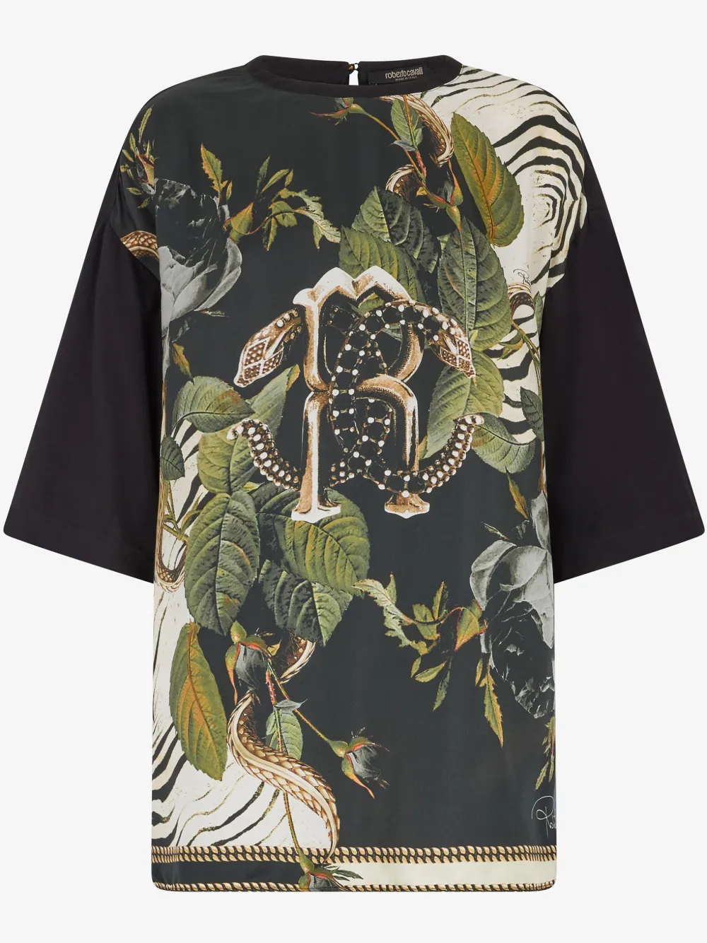 ROBERTO CAVALLI FLORAL-PRINT T-SHIRT