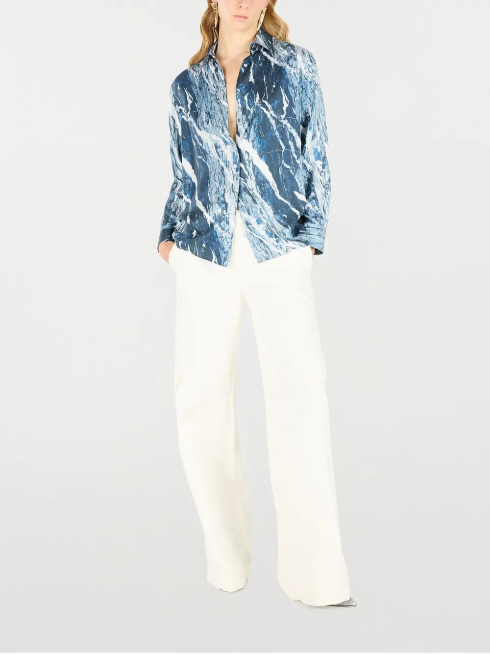 ROBERTO CAVALLI MARBLE-PRINT SHIRT 