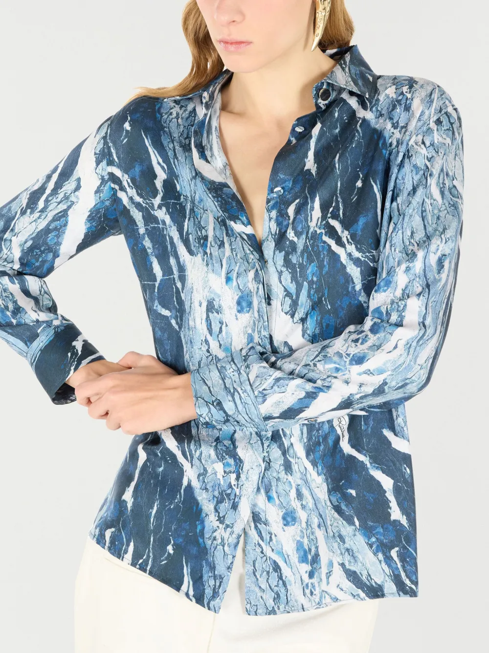 ROBERTO CAVALLI MARBLE-PRINT SHIRT 