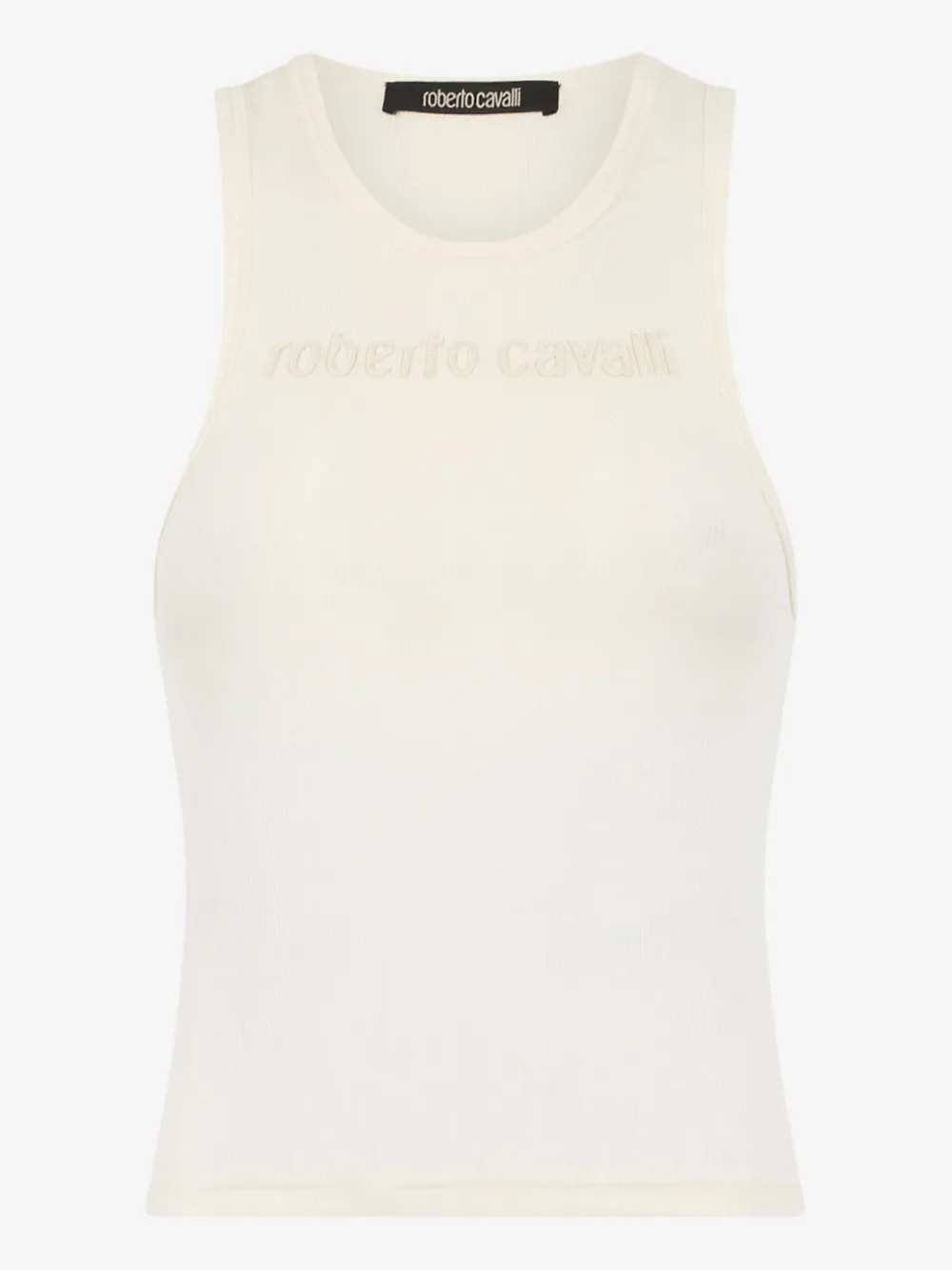 Roberto Cavalli logo-embroidered tank top Beige