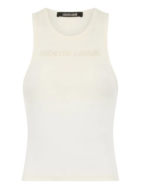 Roberto Cavalli logo-embroidered tank top