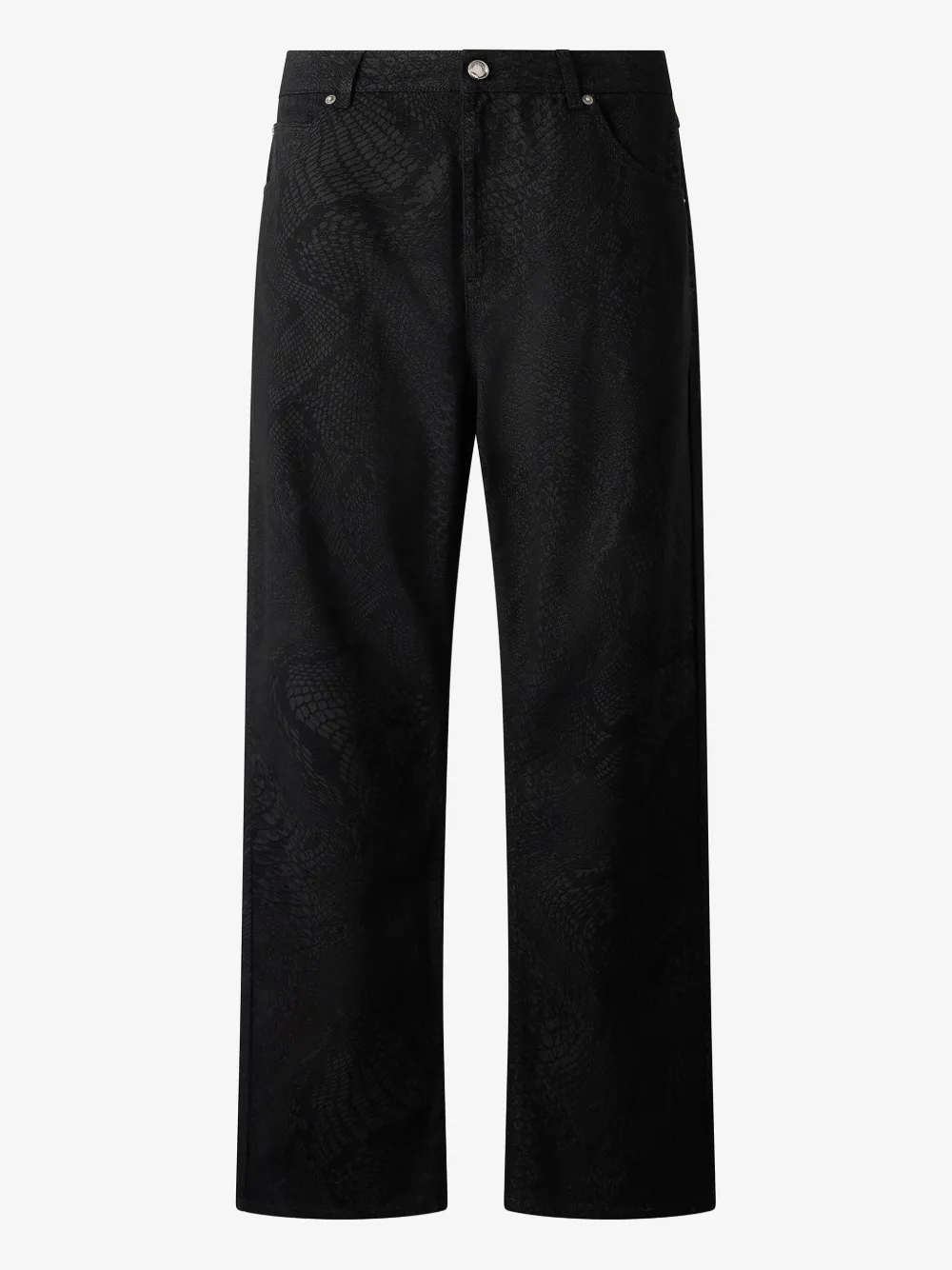 Shop Roberto Cavalli Python-print Trousers In Black