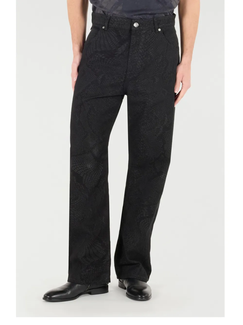 Shop Roberto Cavalli Python-print Trousers In Black