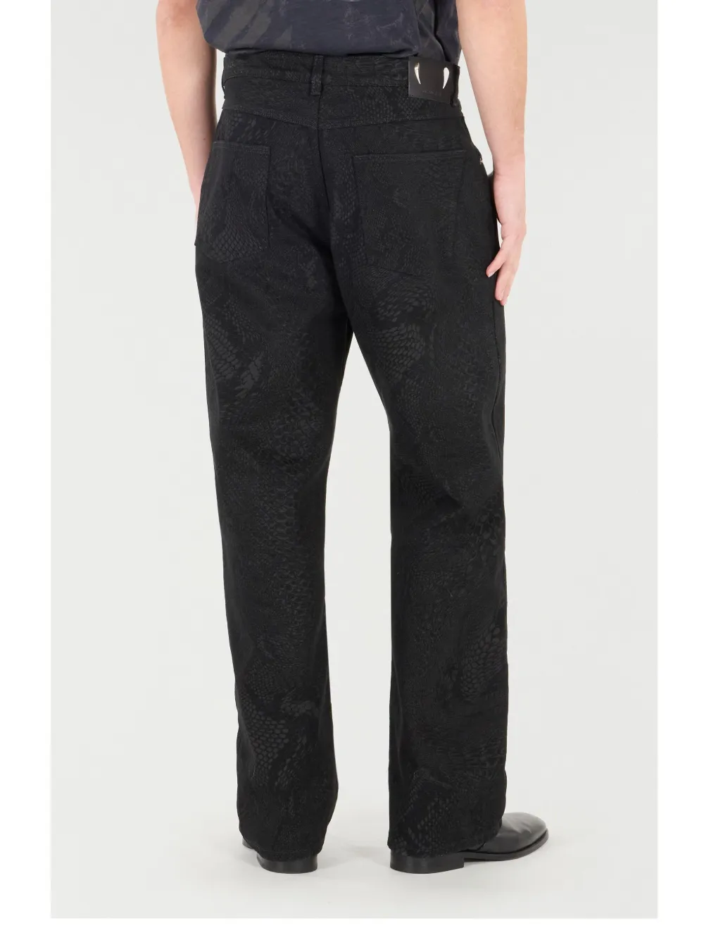 Shop Roberto Cavalli Python-print Trousers In Black