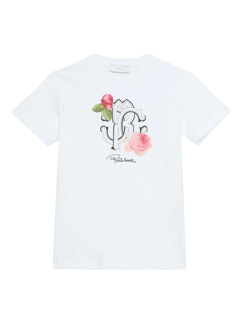 Roberto Cavalli Junior T-shirt met logoprint Wit